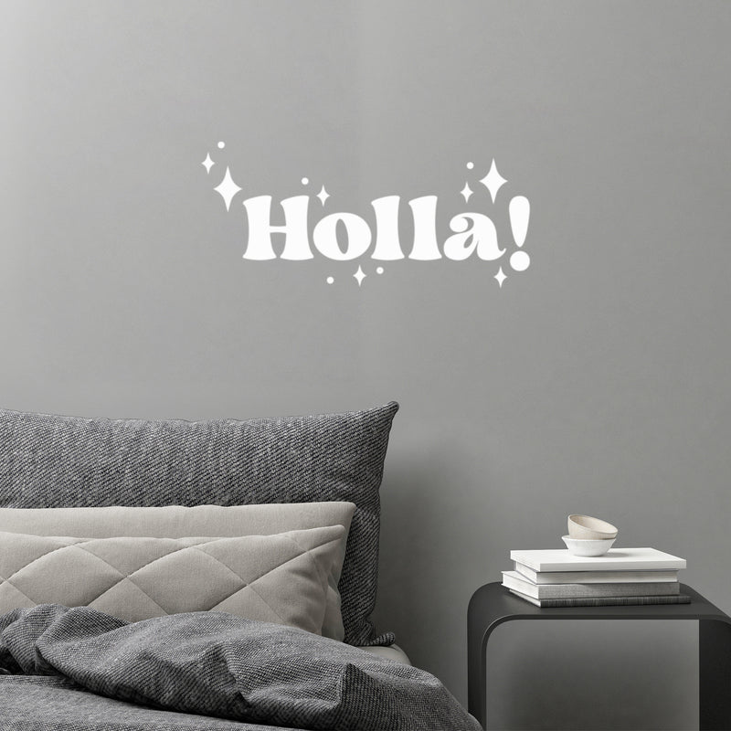 Vinyl Wall Art Decal - Holla / Hola - 9" x 20" -Trendy Inspirational Fun Design Spanish Quote Sticker For Home Living Room Doors Windows School Office Storefront Coffee Shop Decor 3