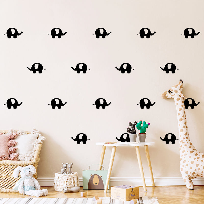 Set Of 20 Vinyl Wall Art Decal - Baby Elephant Pattern - From 2.5" x 4.5" Each - Cute Adhesive Sticker Minimal Animal Design For Children Bedroom Home School Kids Room Decor 2