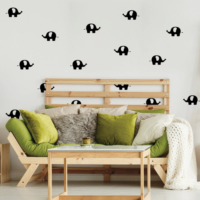 Set Of 20 Vinyl Wall Art Decal - Baby Elephant Pattern - From 2.5" x 4.5" Each - Cute Adhesive Sticker Minimal Animal Design For Children Bedroom Home School Kids Room Decor 3