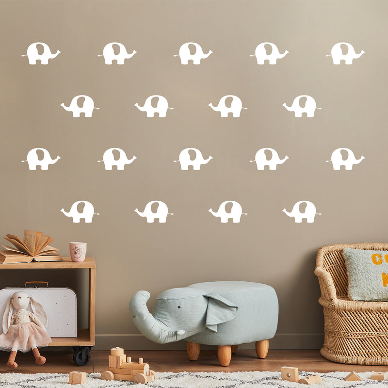 Set Of 20 Vinyl Wall Art Decal - Baby Elephant Pattern - From 2.5" x 4.5" Each - Cute Adhesive Sticker Minimal Animal Design For Children Bedroom Home School Kids Room Decor 2