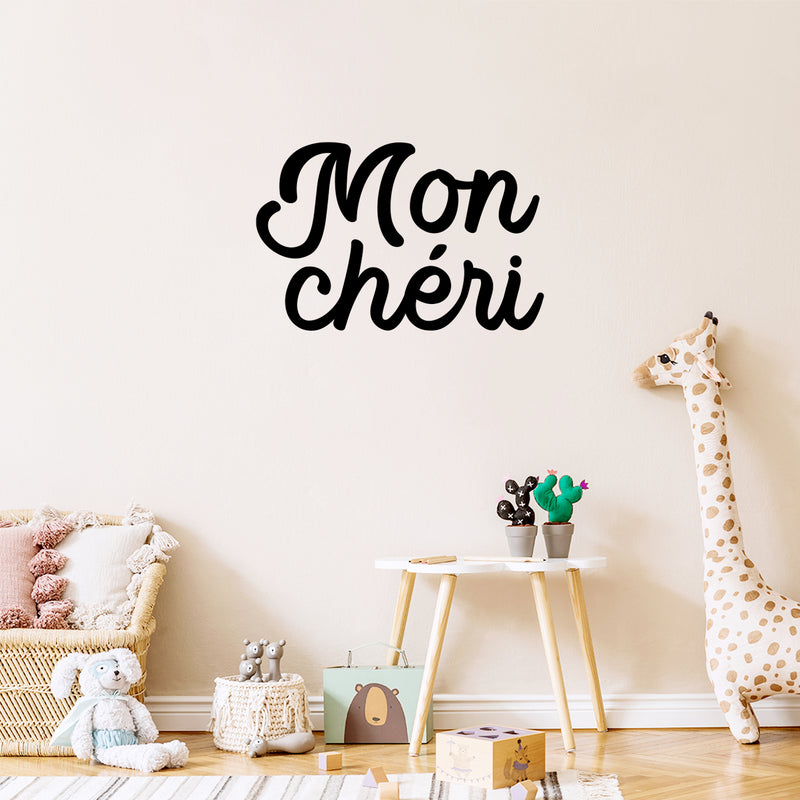 Vinyl Wall Art Decal - Mon Cheri - 17" x 26" - Trendy Cute Inspirational French Word Quote Sticker For Friends Couples Love Home Bedroom Store Living Room Decor 3