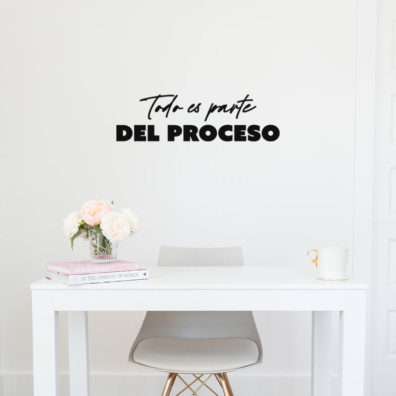 Vinyl Wall Art Decal - Todo Es Parte Del Proceso / Everything Is Part Of The Process - 7" x 25" - Modern Lovely Inspiring Spanish Quote Sticker For Home School Office Coffee Shop Decor 2