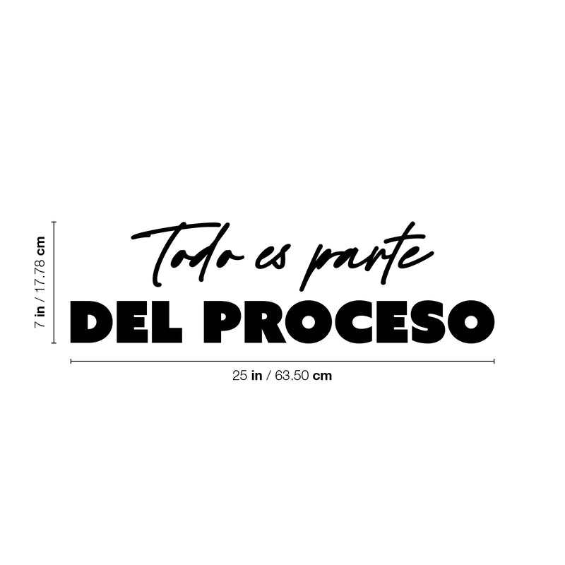 Vinyl Wall Art Decal - Todo Es Parte Del Proceso / Everything Is Part Of The Process - Modern Lovely Inspiring Spanish Quote Sticker For Home School Office Coffee Shop Decor 4