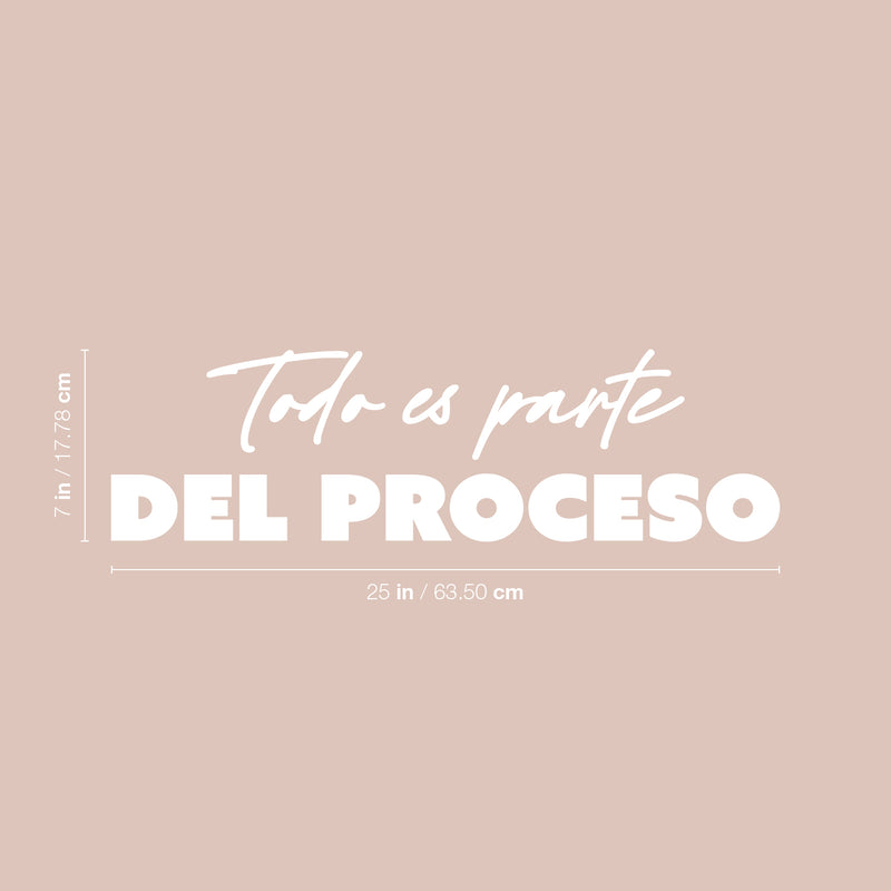 Vinyl Wall Art Decal - Todo Es Parte Del Proceso / Everything Is Part Of The Process - 7" x 25" - Modern Lovely Inspiring Spanish Quote Sticker For Home School Office Coffee Shop Decor 4