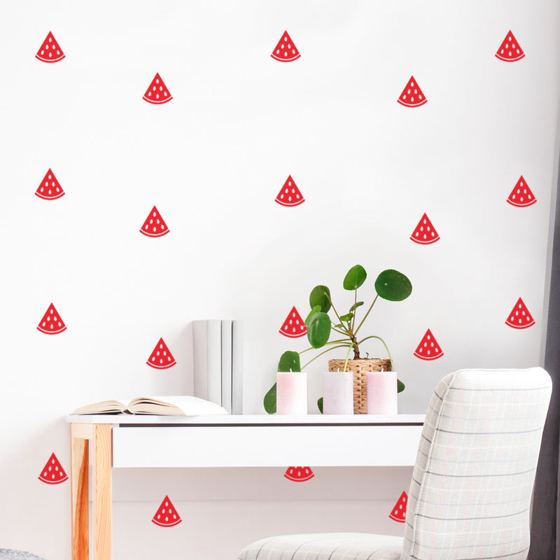 Set Of 20 Vinyl Wall Art Decal - Watermelon Pattern - From 5" x 5" Each - Funny Fruit Adhesive Stickers For Home Office Kitchen Playroom Restaurant Decor 3