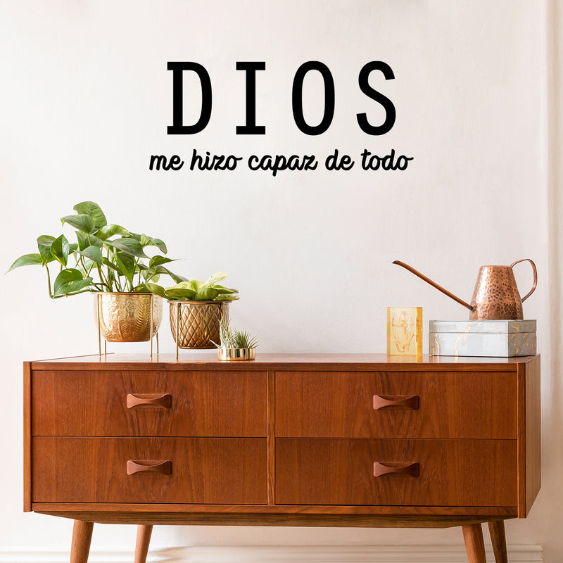 Vinyl Wall Art Decal - Dios Me Hizo Capaz De Todo / God Made Me Capable Of Anything - Inspiring Lovely Spiritual Quote Sticker For Bedroom Living Room Religious Center Decor 2