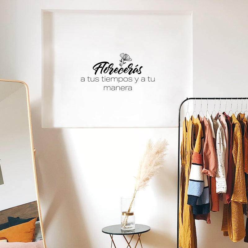 Vinyl Wall Art Decal - Floreceras A Tus Tiempos Y A Tu Manera / You Will Bloom At Your Times And In Your Way - Self Esteem Spanish Quote Sticker For Home School Office Decor 3