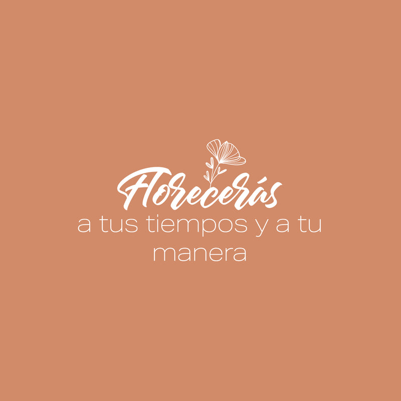Vinyl Wall Art Decal - Floreceras A Tus Tiempos Y A Tu Manera / You Will Bloom At Your Times And In Your Way - 8" x 25" - Self Esteem Spanish Quote Sticker For Home School Office Decor 1