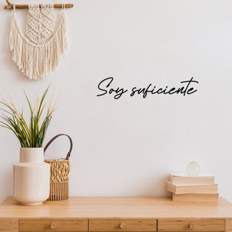 Vinyl Wall Art Decal - Soy Suficiente / I Am Enough - 4" x 20" - Positive Self Esteem Spanish Quote Sticker For Home Bedroom Closet Living Room School Coffee Shop Gym Fitness Decor 3