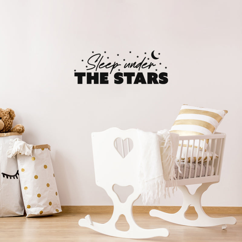 Vinyl Wall Art Decal - Sleep Under The Stars - Moon Shape Trendy Inspirational Cute Quote Sticker For Children Bedroom Home Baby Nursery Daycare Kids Room Decor 3