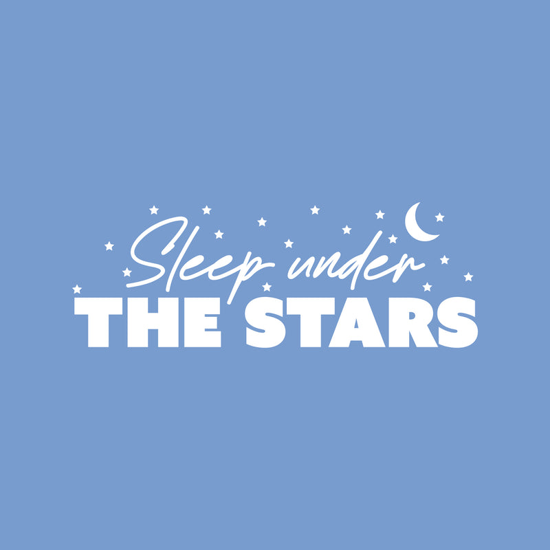 Vinyl Wall Art Decal - Sleep Under The Stars - 9" x 25" - Moon Shape Trendy Inspirational Cute Quote Sticker For Children Bedroom Home Baby Nursery Daycare Kids Room Decor 1