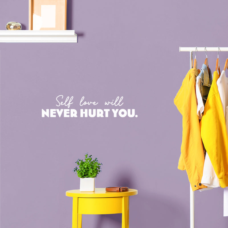 Vinyl Wall Art Decal - Self Love Will Never Hurt You - 6" x 25" - Modern Inspirational Positive Thinking Quote Sticker For Bedroom Closet Home Living Room Decor 2