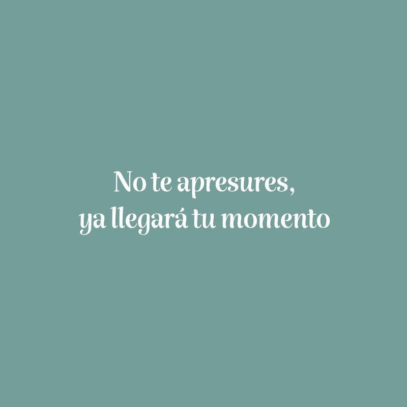 Vinyl Wall Art Decal - No Te Apresures Ya Llegará Tu Momento / Don't Rush Your Time Will Come - 6.5" x 25" - Inspiring Spanish Quote Sticker For Home School Office Decor 1