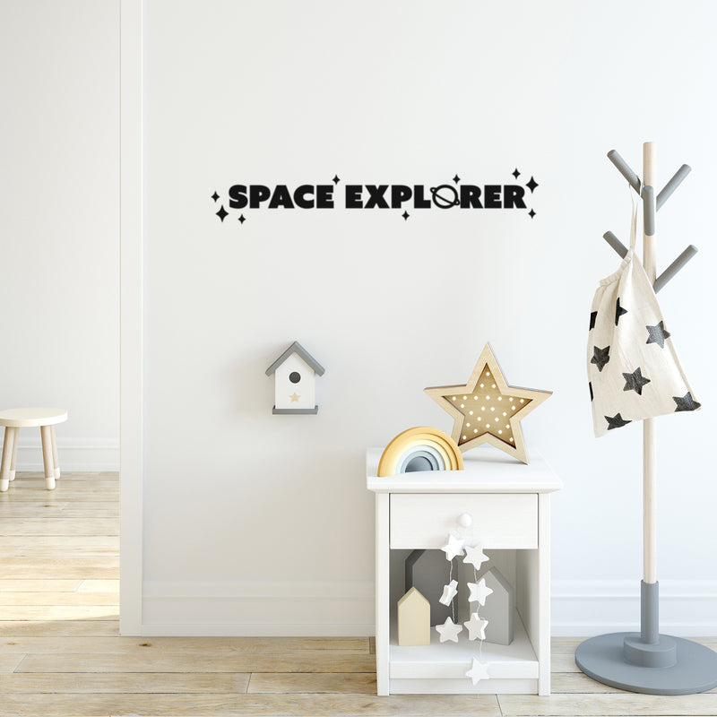 Vinyl Wall Art Decal - Space Explorer - Modern Motivational Cute Science Quote Sticker For Home Office Nursery Bedroom School Classroom Planet Kids Room Decor 2