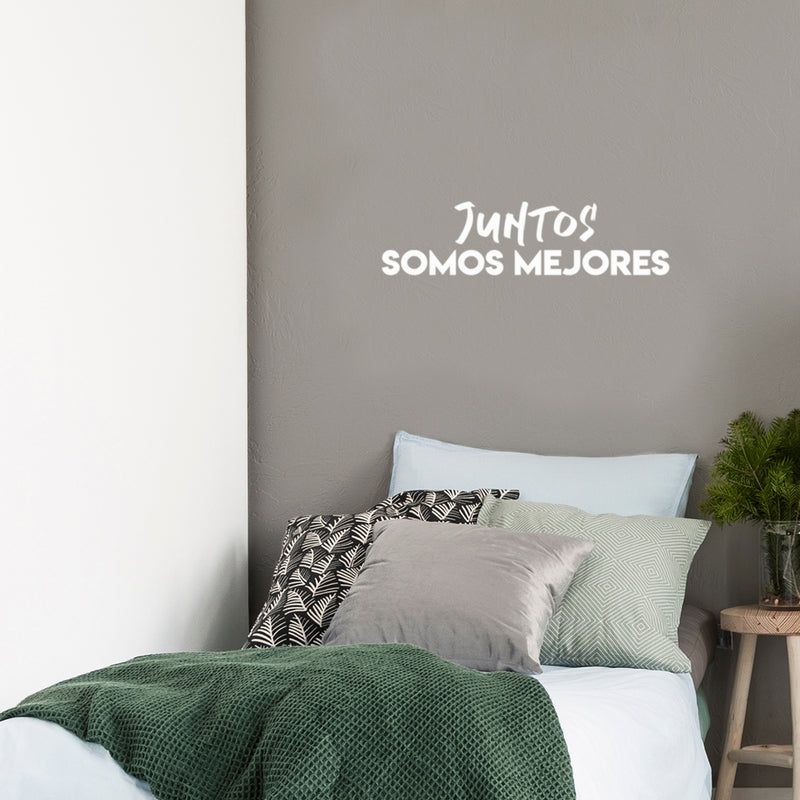 Vinyl Wall Art Decal - Juntos Somos Mejores / Together We Are Better - 6" x 25" - Trendy Inspiring Equality Spanish Quote Sticker For Home School Office Coffee Shop Decor 2