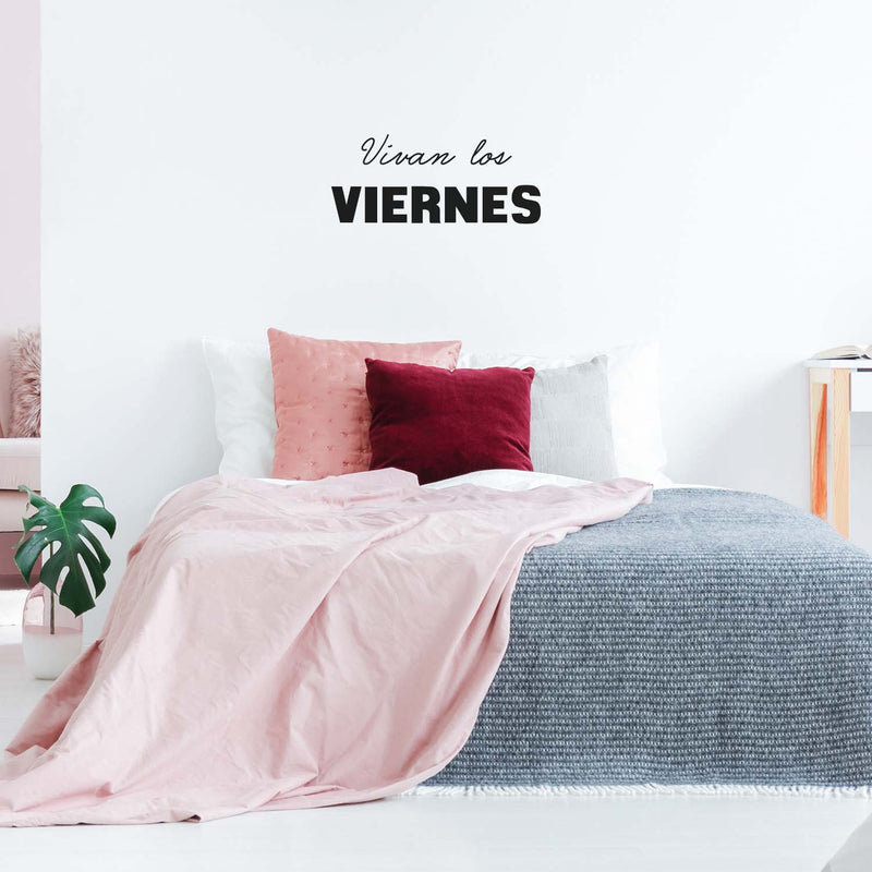 Vinyl Wall Art Decal - Vivan Los Viernes / Hurray Friday - 10. - Trendy Funny Spanish Quote Sticker For Windows Doors School Classroom Office Coffee Shop Storefront Decor 2