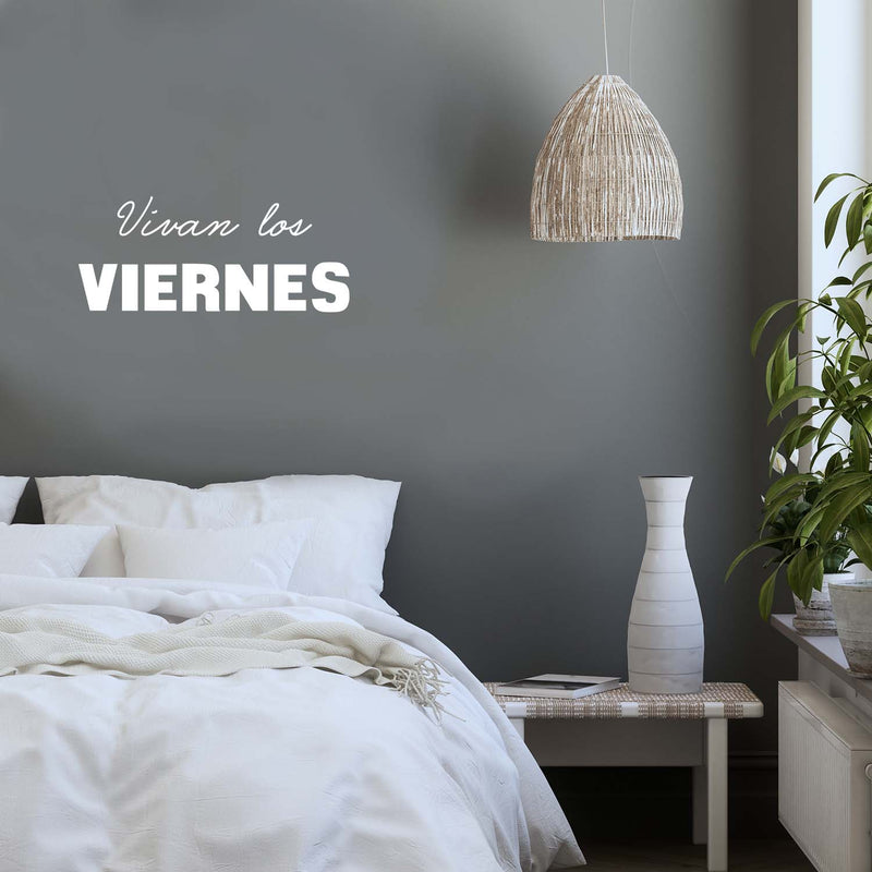 Vinyl Wall Art Decal - Vivan Los Viernes / Hurray Friday  - 10.5" x 24.5" - Trendy Funny Spanish Quote Sticker For Windows Doors School Classroom Office Coffee Shop Storefront Decor 2