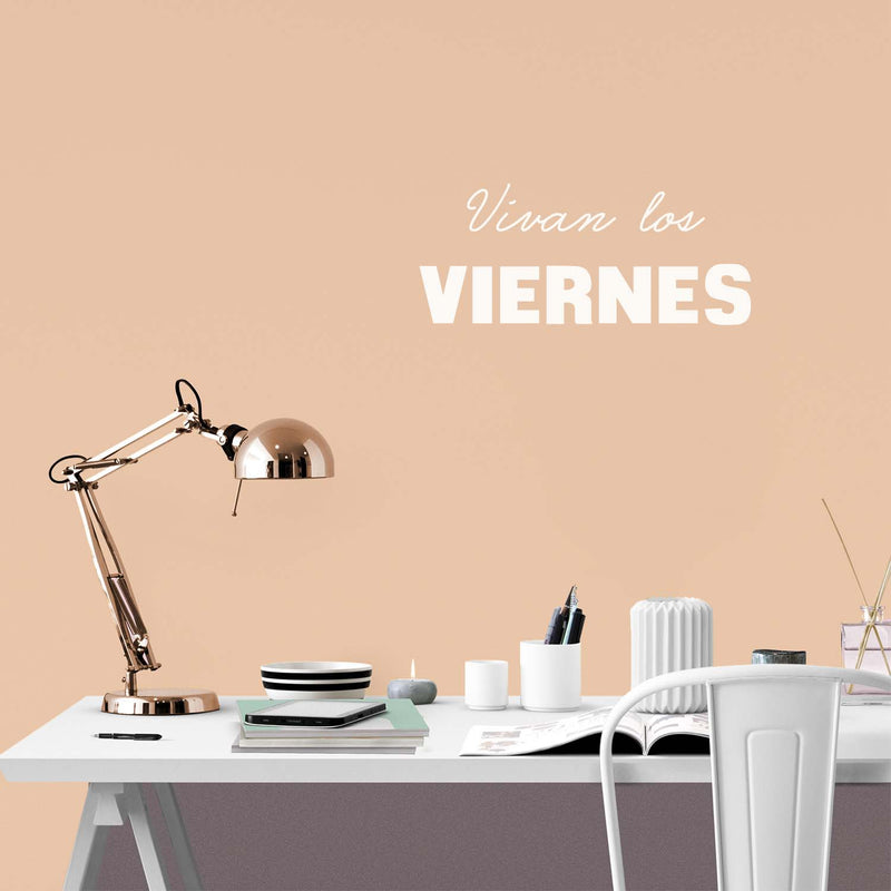 Vinyl Wall Art Decal - Vivan Los Viernes / Hurray Friday  - 10.5" x 24.5" - Trendy Funny Spanish Quote Sticker For Windows Doors School Classroom Office Coffee Shop Storefront Decor 3