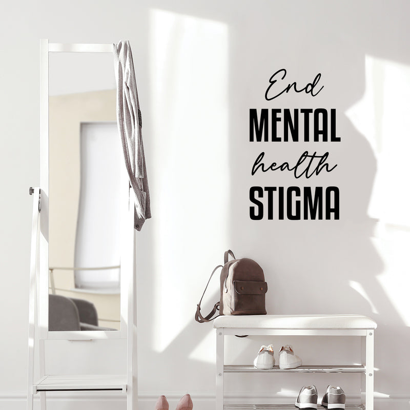 Vinyl Wall Art Decal - End Mental Health Stigma - 28" x 17" - Modern Inspirational Optimism Quote Sticker For Home Bedroom Living Room Makeup Mirror Therapist Office Decor 3