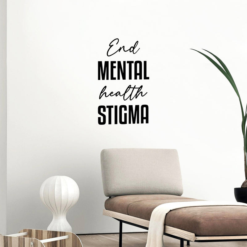 Vinyl Wall Art Decal - End Mental Health Stigma - 28" x 17" - Modern Inspirational Optimism Quote Sticker For Home Bedroom Living Room Makeup Mirror Therapist Office Decor 2