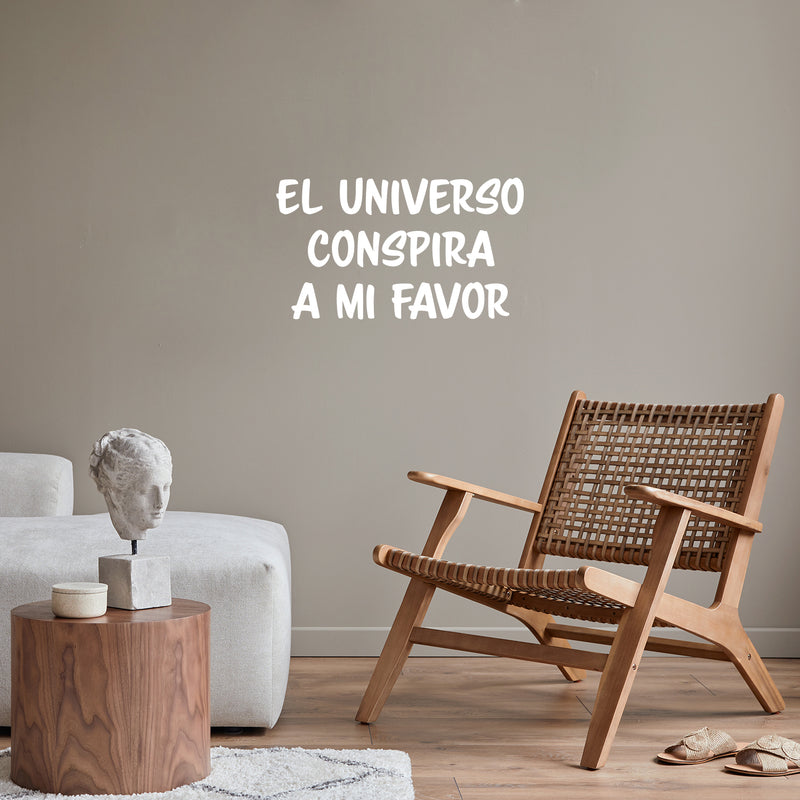 Vinyl Wall Art Decal - El Universo Conspira A Mi Favor / The Universe Conspires In My Favor - 14.5" x 25" - Good Vibes Spanish Quote Sticker For Home School Office Coffee Shop Decor 2