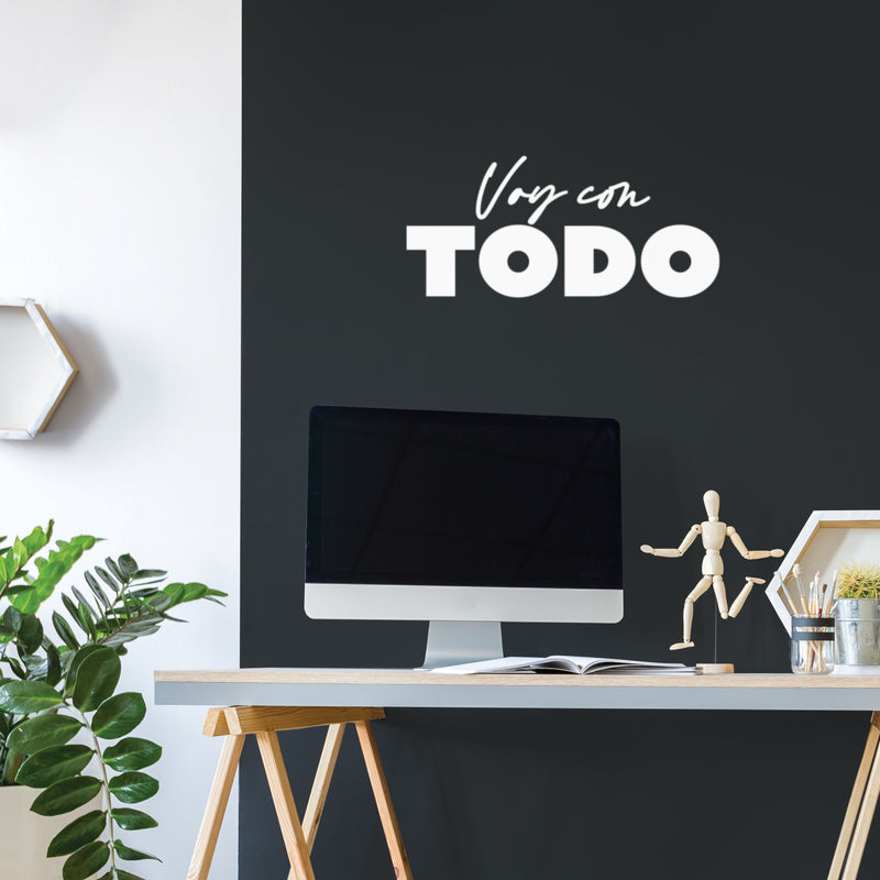 Vinyl Wall Art Decal - Voy Con Todo / I Go With Everything - 11" x 25" - Trendy Good Vibes Spanish Quote Sticker For Home Living Room Playroom Classroom Office Coffee Shop Decor 2