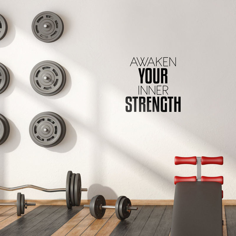 Vinyl Wall Art Decal - Awaken Your Inner Strength - Modern Motivational Quote Sticker For Bedroom Exercise Work Office Home Gym Workout Room Decor 2