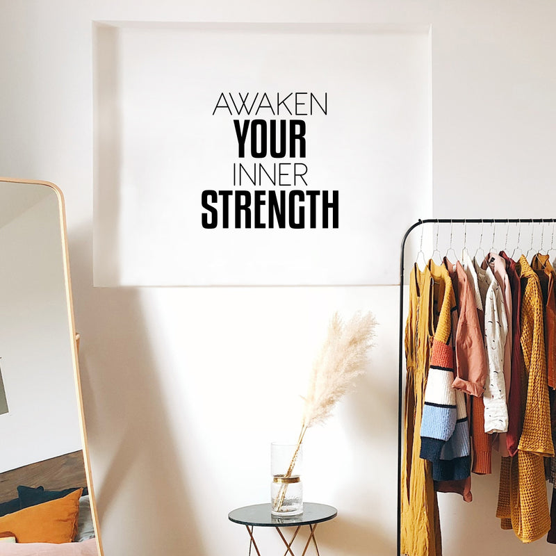 Vinyl Wall Art Decal - Awaken Your Inner Strength - Modern Motivational Quote Sticker For Bedroom Exercise Work Office Home Gym Workout Room Decor 3