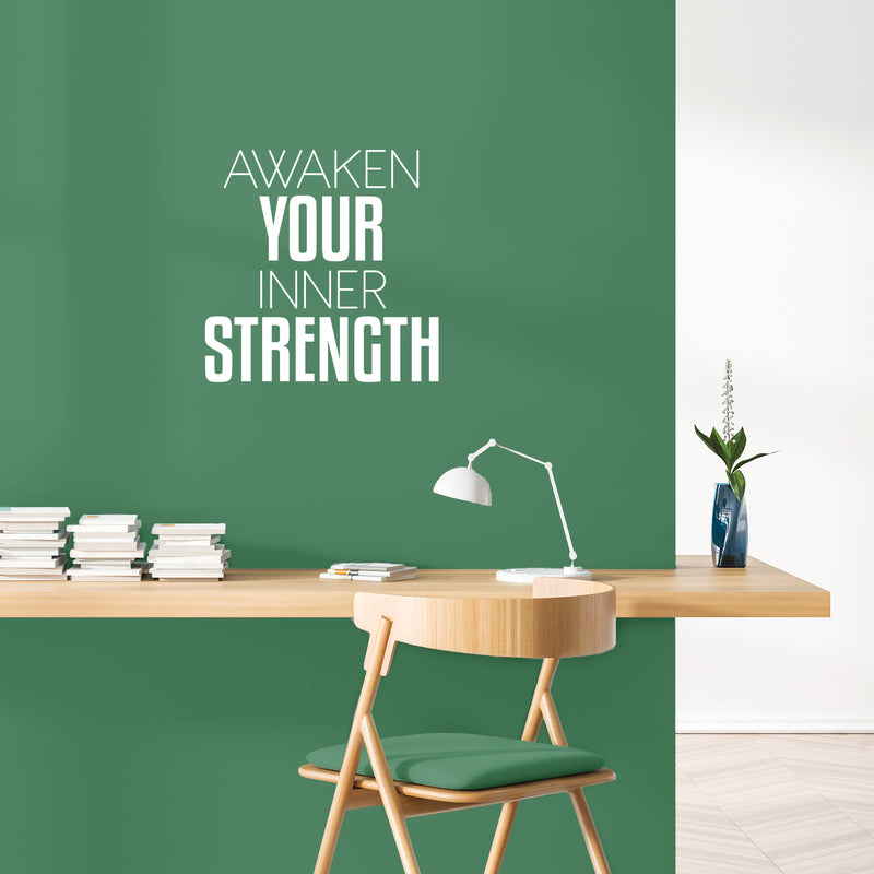 Vinyl Wall Art Decal - Awaken Your Inner Strenght - 17" x 17" - Modern Motivational Quote Sticker For Bedroom Exercise Work Office Home Gym Workout Room Decor 2