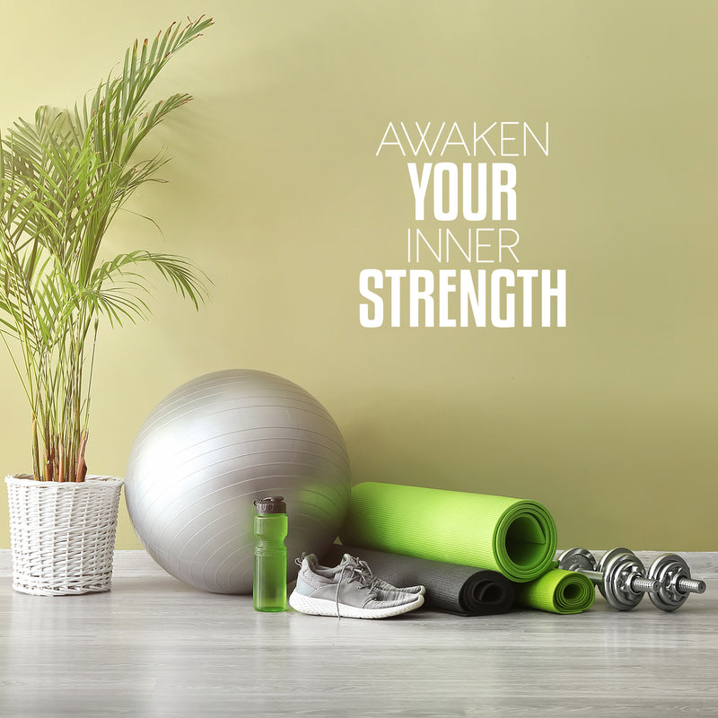 Vinyl Wall Art Decal - Awaken Your Inner Strenght - 17" x 17" - Modern Motivational Quote Sticker For Bedroom Exercise Work Office Home Gym Workout Room Decor 3