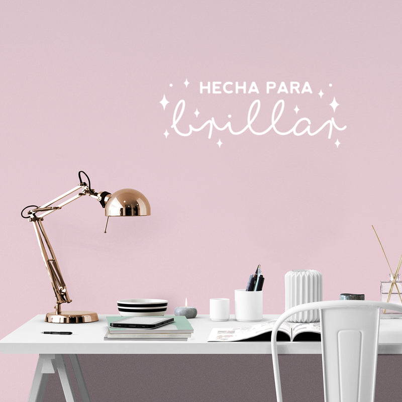 Vinyl Wall Art Decal - Hecha Para Brillar / Made To Shine - 9" x 25" - Trendy Motivational Feminism Spanish Quote Sticker For Girls Home Office Bedroom Living Room Decor 2
