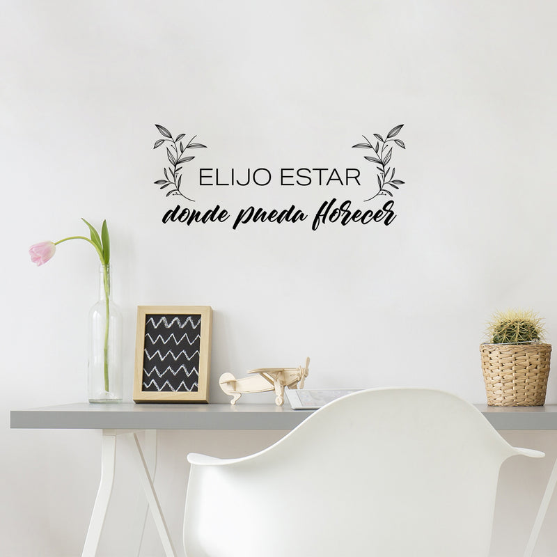 Vinyl Wall Art Decal - Elijo Estar Donde Pueda Florecer / I Choose To Be Where I Can Bloom - 10.5" x 25" - Optimistic Spanish Quote Sticker For Home Bedroom Closet Living Room Decor 3