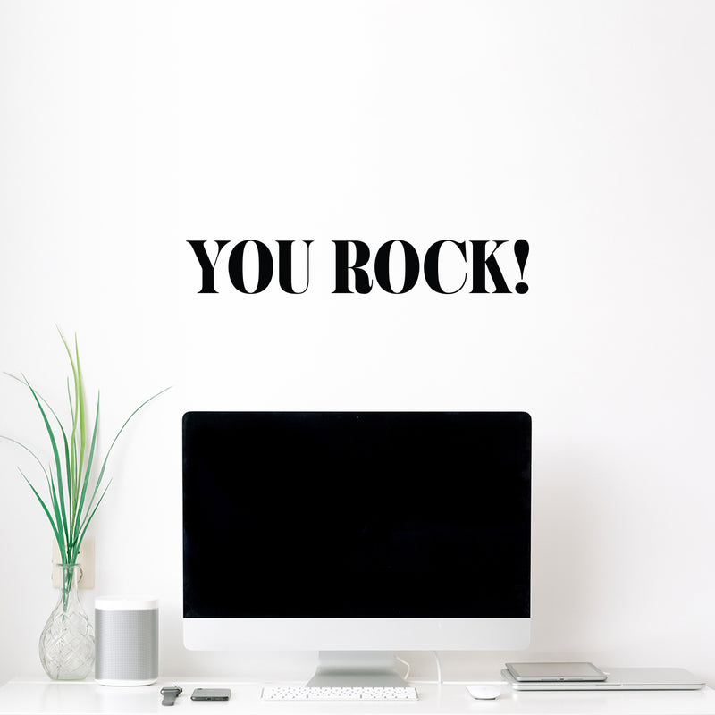 Vinyl Wall Art Decal - You Rock! - Optimism Trendy Motivational Quote Sticker For Teen Bedroom School Classroom Closet Mirror Kids Room Decor 2