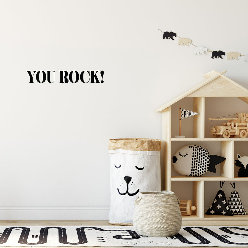 Vinyl Wall Art Decal - You Rock! - 4" x 25" - Optimism Trendy Motivational Quote Sticker For Teen Bedroom School Classroom Closet Mirror Living Room Decor 3