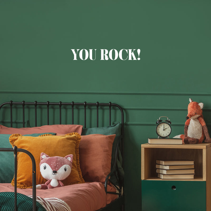 Vinyl Wall Art Decal - You Rock! - 4" x 25" - Optimism Trendy Motivational Quote Sticker For Teen Bedroom School Classroom Closet Mirror Living Room Decor 3