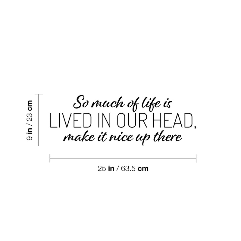 Vinyl Wall Art Decal - So Much Of Life Is Lived In Our Head Make It Nice Up There - Inspiring Quote Sticker For Home Living Room Playroom School Office Coffee Shop Decor 4