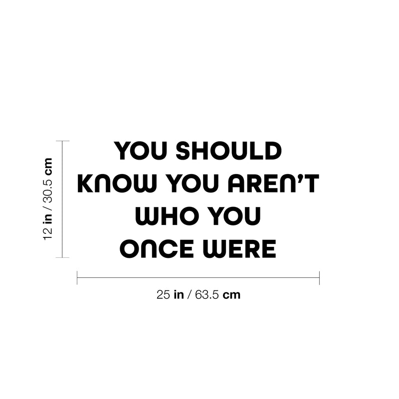 Vinyl Wall Art Decal - You Should Know You Aren't Who You Once Where - Modern Inspirational Quote Sticker For Home Office Bedroom Closet Mirror Decor 4