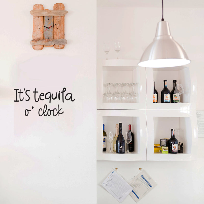 Vinyl Wall Art Decal - It's Tequila O' Clock - 9.4" x 20" - Trendy Sarcastic Funny Adult Quote Sticker For Home Bar Kitchen Restaurant Wine Cellar Shopfront Decor 3