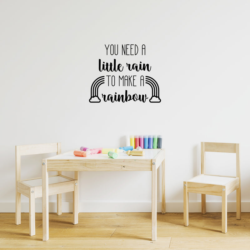 Vinyl Wall Art Decal - You Need A Little Rain To Make A Rainbow - 16.- Modern Inspirational Quote Rainbow Shape Design For Bedroom Kids Room Playroom Nursery Decor 3