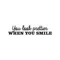 Vinyl Wall Art Decal - You Look Prettier When You Smile - Modern Motivational Self Love Quote Sticker For Home Office Girl Bedroom Closet Mirror Decor 1