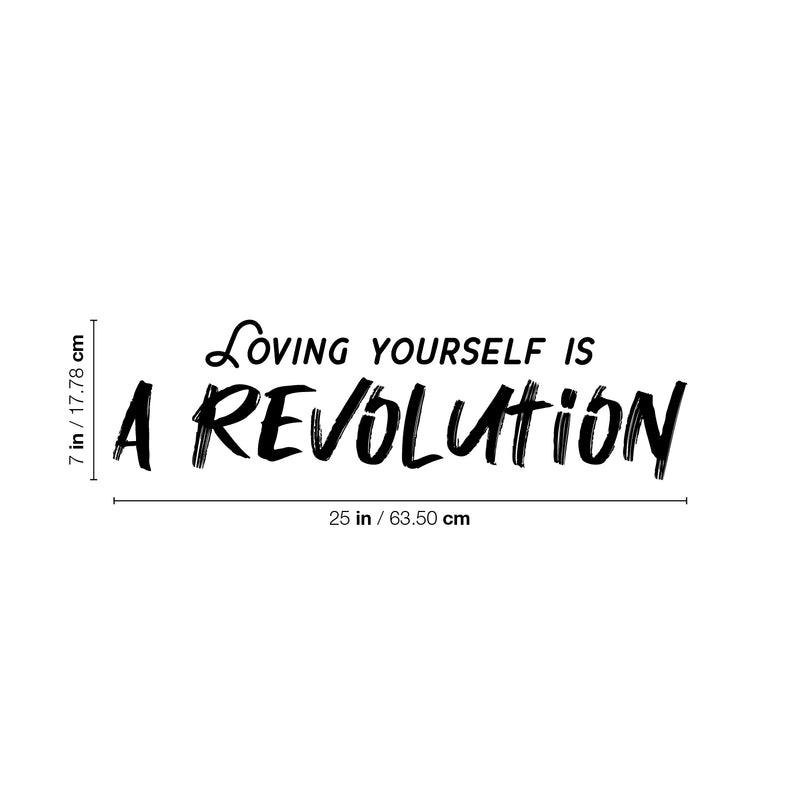 Vinyl Wall Art Decal - Loving Yourself Is A Revolution - 7" x 25" - Modern Motivational Optimism Quote Sticker For Bedroom Mirror Closet Home Office Decor 4