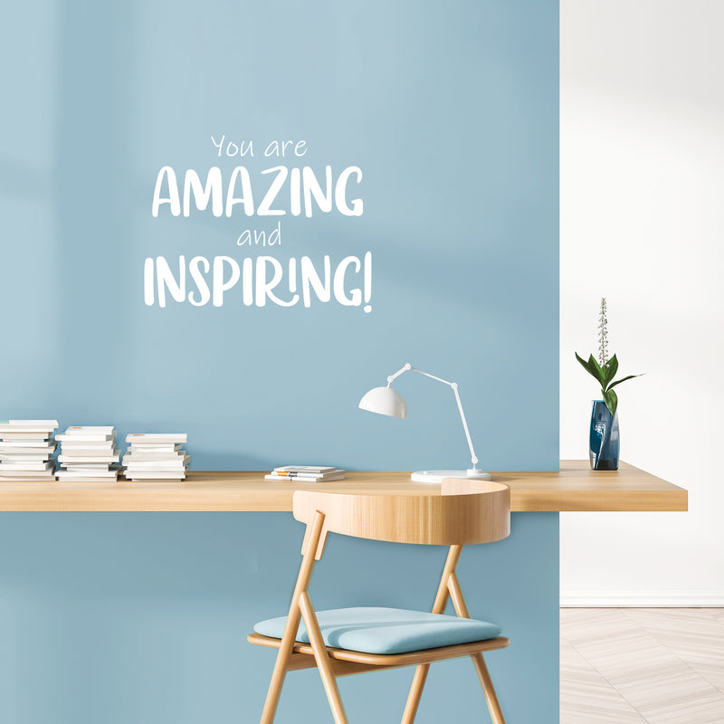 Vinyl Wall Art Decal - You Are Amazing And Inspiring - 17" x 22" - Modern Motivational Positive Quote Design For Home Bedroom Kids Room Playroom Nursery Daycare Decor 2