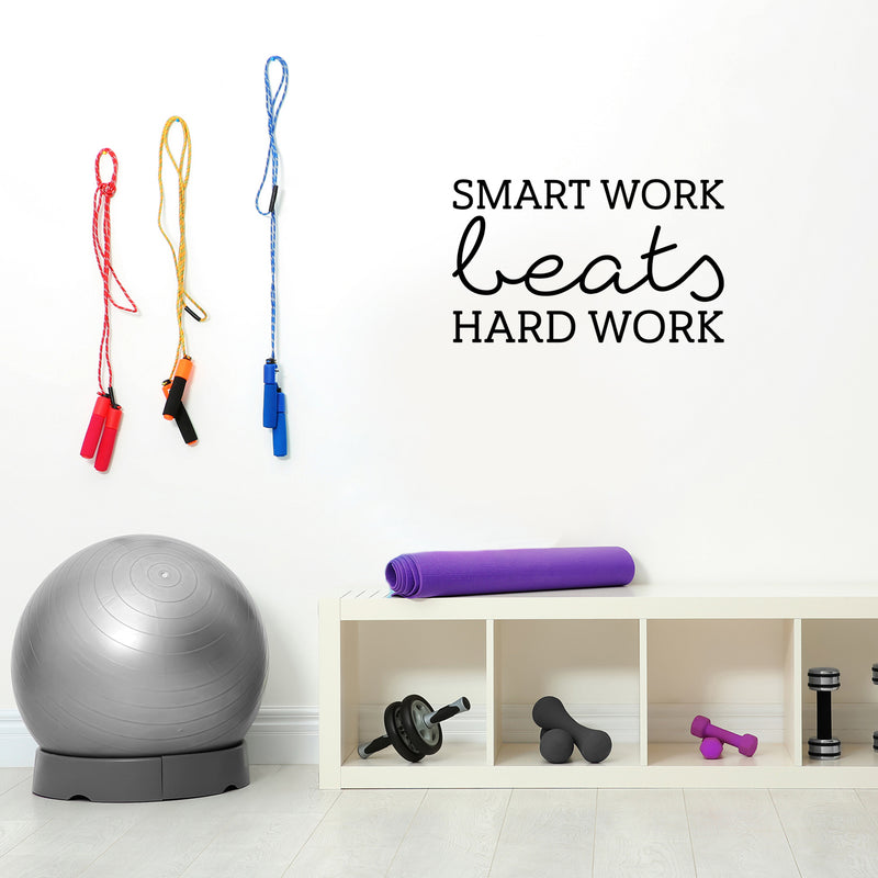 Vinyl Wall Art Decal - Smart Work Beats Hard Work - Modern Motivational Bodybuilding Quote Sticker For Exercise Home Office Bedroom Workout Gym Center 3