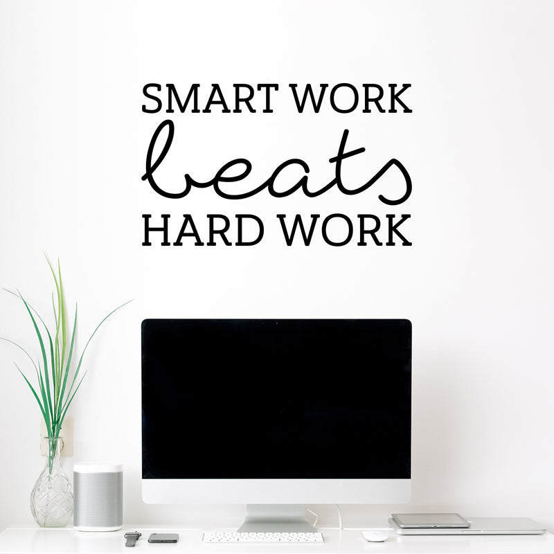 Vinyl Wall Art Decal - Smart Work Beats Hard Work - 15" x 25" - Modern Motivational Bodybuilding Quote Sticker For Exercise Home Office Bedroom Workout Gym Center 2