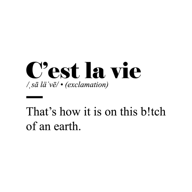 Vinyl Wall Art Decal - C'est La Vie - 12" x 25" - Trendy Positive Funny Adult Joke Quote Sticker For Home Bedroom Living Room Office Coffee Shop Storefront Sarcastic Decor 1