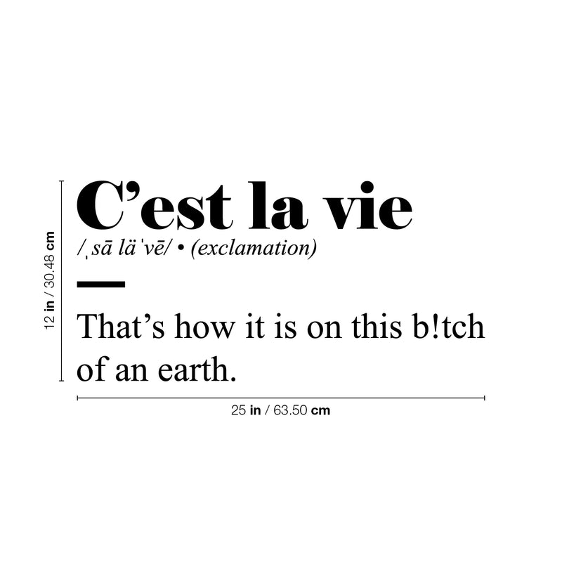 Vinyl Wall Art Decal - C'est La Vie - 12" x 25" - Trendy Positive Funny Adult Joke Quote Sticker For Home Bedroom Living Room Office Coffee Shop Storefront Sarcastic Decor 4