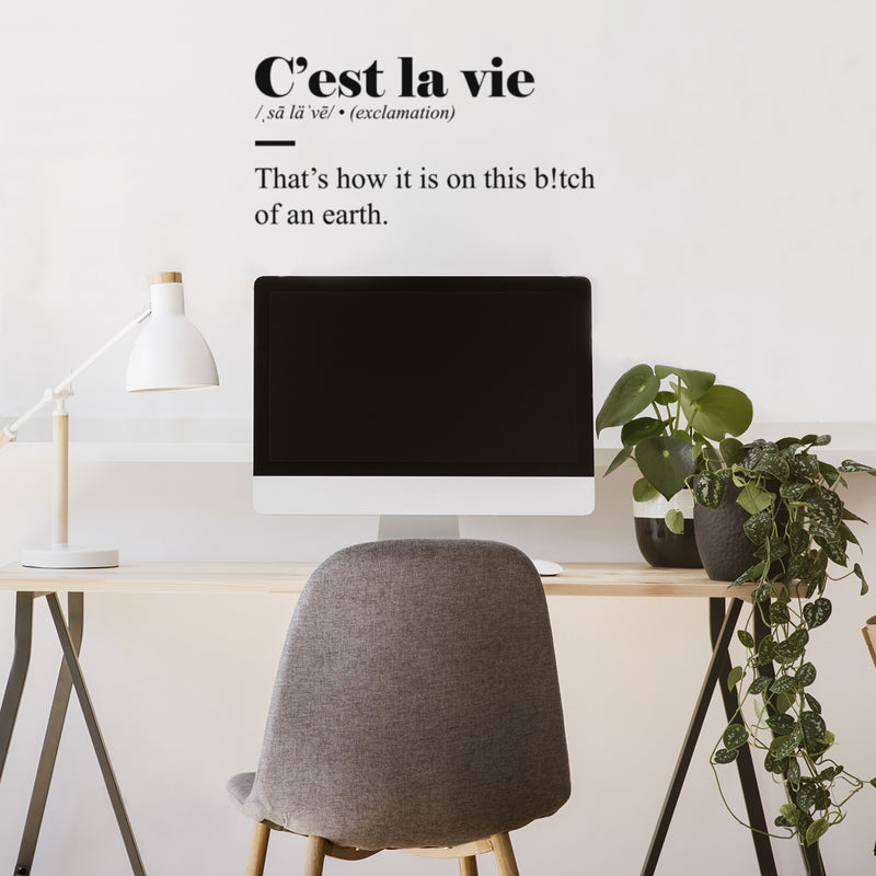 Vinyl Wall Art Decal - C'est La Vie - 12" x 25" - Trendy Positive Funny Adult Joke Quote Sticker For Home Bedroom Living Room Office Coffee Shop Storefront Sarcastic Decor 3