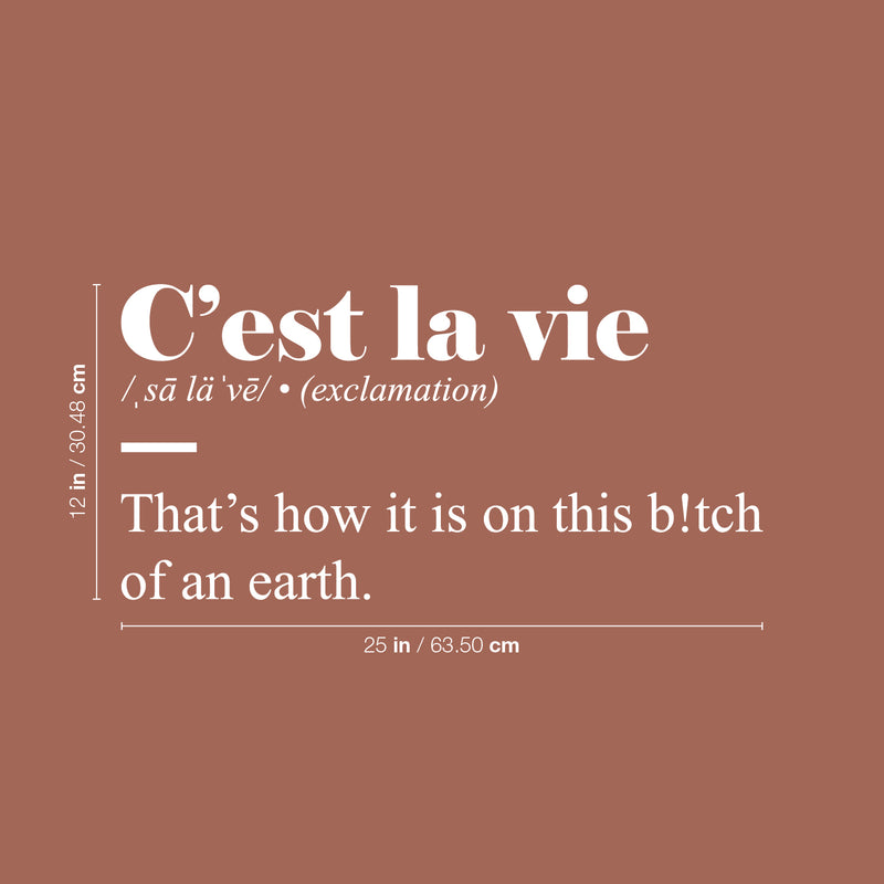 Vinyl Wall Art Decal - C'est La Vie - 12" x 25" - Trendy Positive Funny Adult Joke Quote Sticker For Home Bedroom Living Room Office Coffee Shop Storefront Sarcastic Decor 4