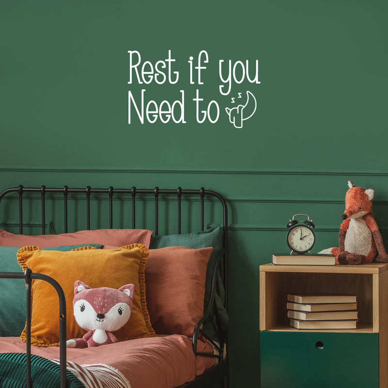 Vinyl Wall Art Decal - Rest If You Need To - 14.75" x 25" - Cute Modern Motivational Quote Moon Shape Sticker For Kids Bedroom Home Baby Nursery Daycare Kids Room Decor 2