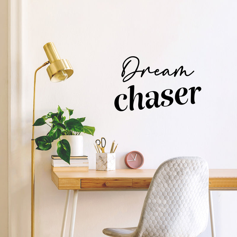 Vinyl Wall Art Decal - Dream Chaser - Modern Lovely Inspirational Quote Sticker For Home Bedroom Closet Living Room Playroom Classroom Office Coffee Shop Decor 2